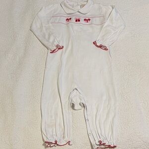 GUC TBBC Girls Christmas Onsie Size 2T - Red, White, Pink embroidery